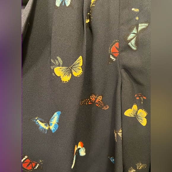 Joie Navy with Butterflies Long Sleeve Blouse - Picture 3 of 5